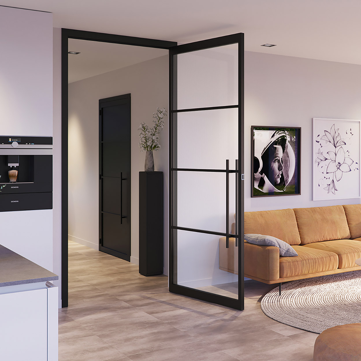 Skantrae SlimSeries Alu - Metalen Deur Zwart met Kozijn